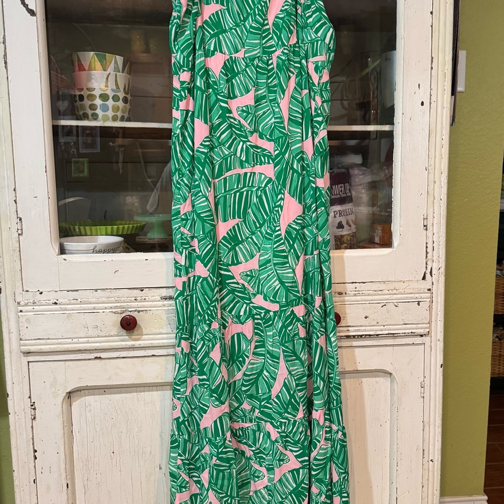 Lilly Pulitzer Green and Pink Maxi Dress